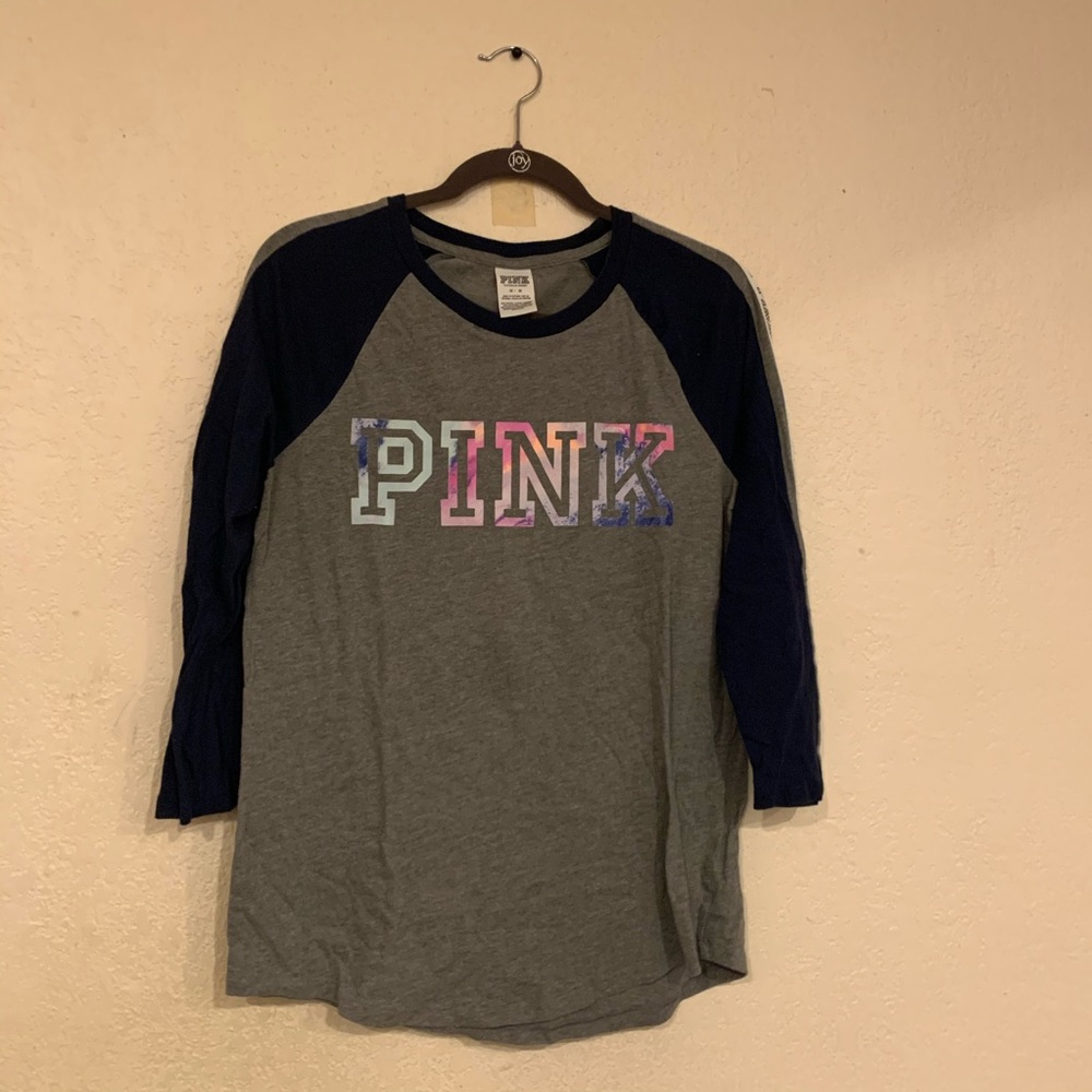 VS Pink Tie Dye Logo Baseball Tee Shirt